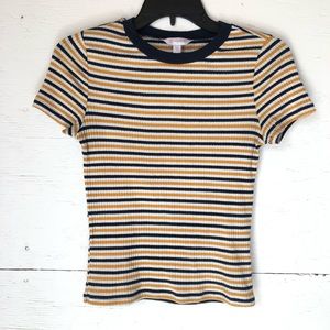 No boundaries yellow/blue striped t-shirt size S